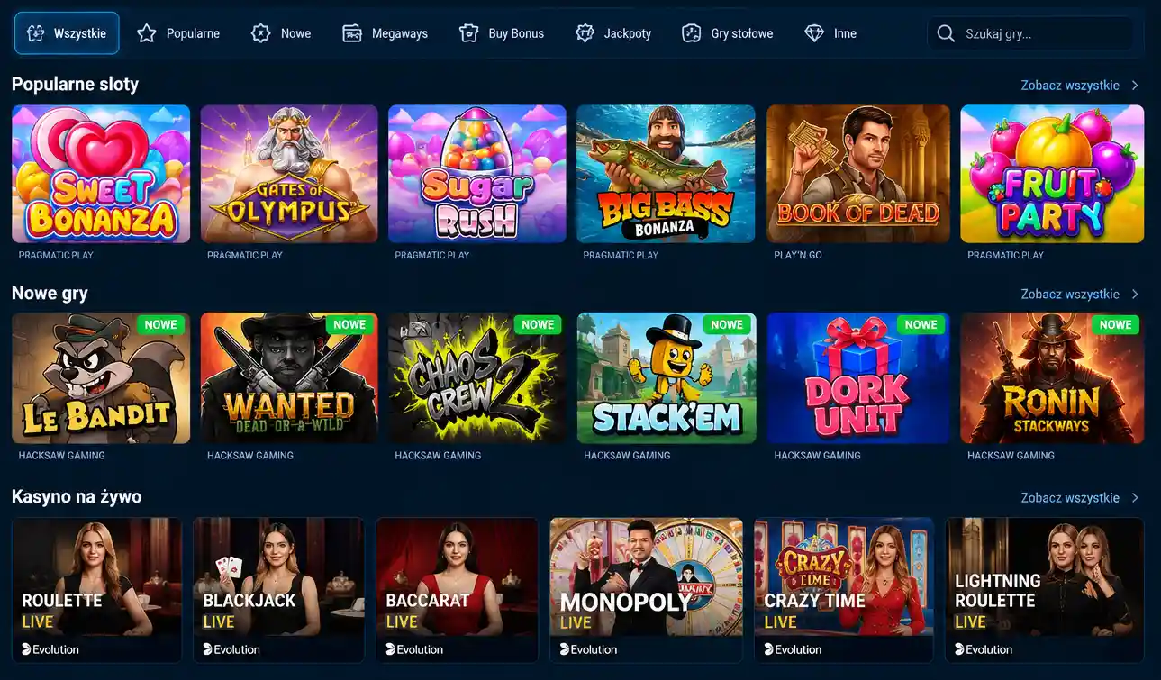 Lobby gier Mostbet – sloty i live casino