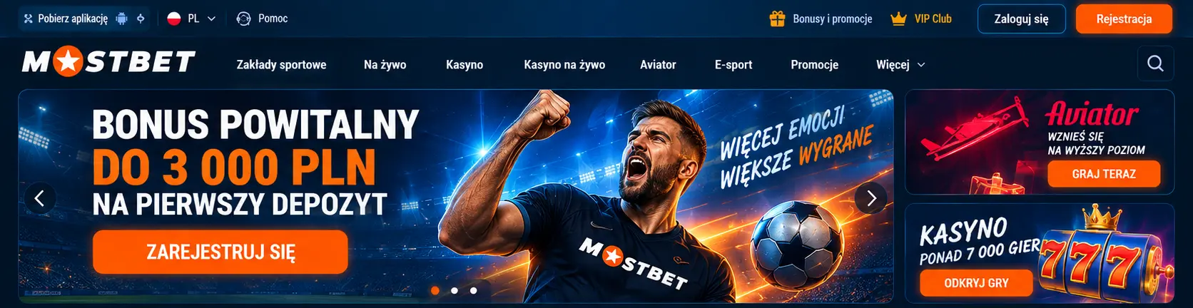 Strona główna Mostbet w wersji polskiej – widok desktop