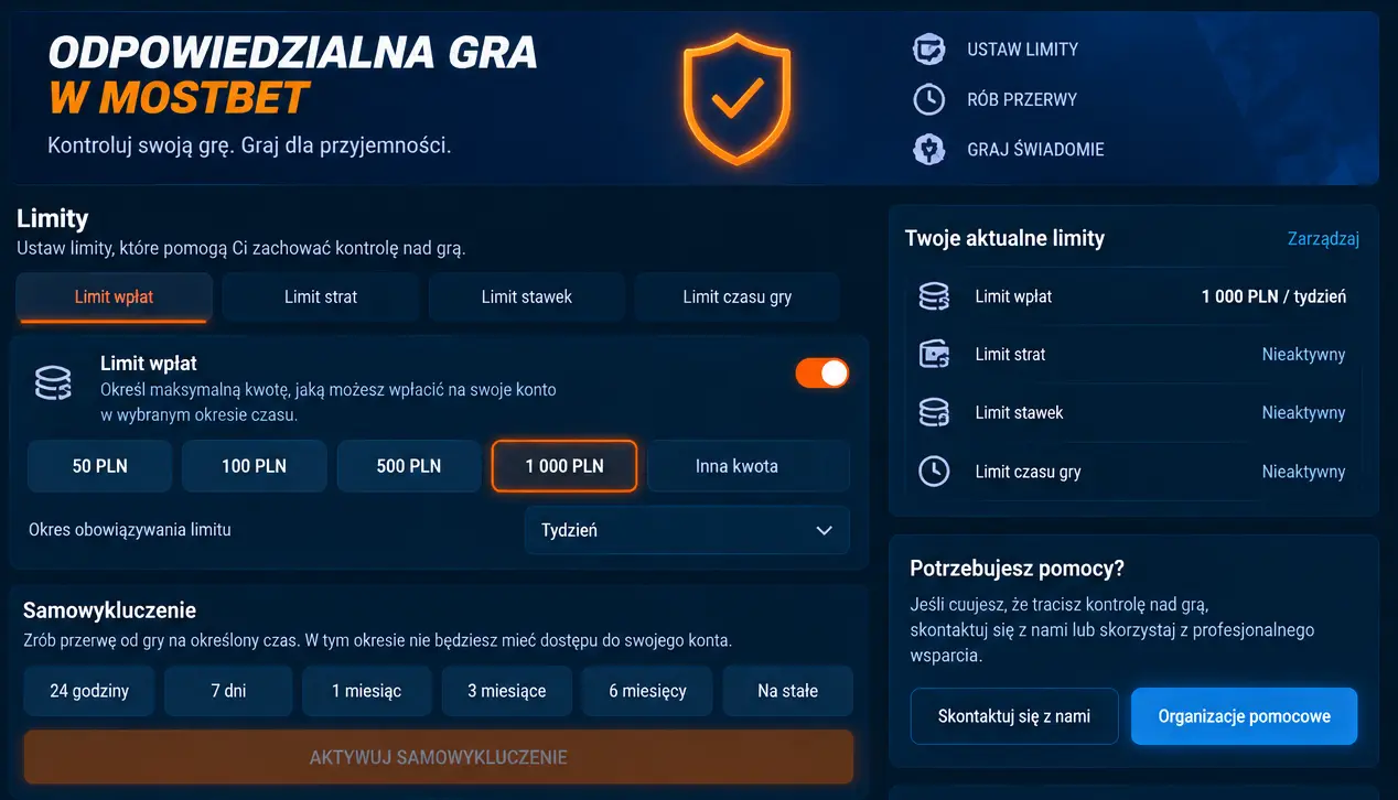Odpowiedzialna gra w Mostbet – limity i self-exclusion